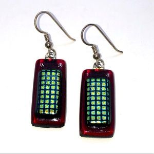 Handcrafted Silver Metal Dichroic Glass Earrings
